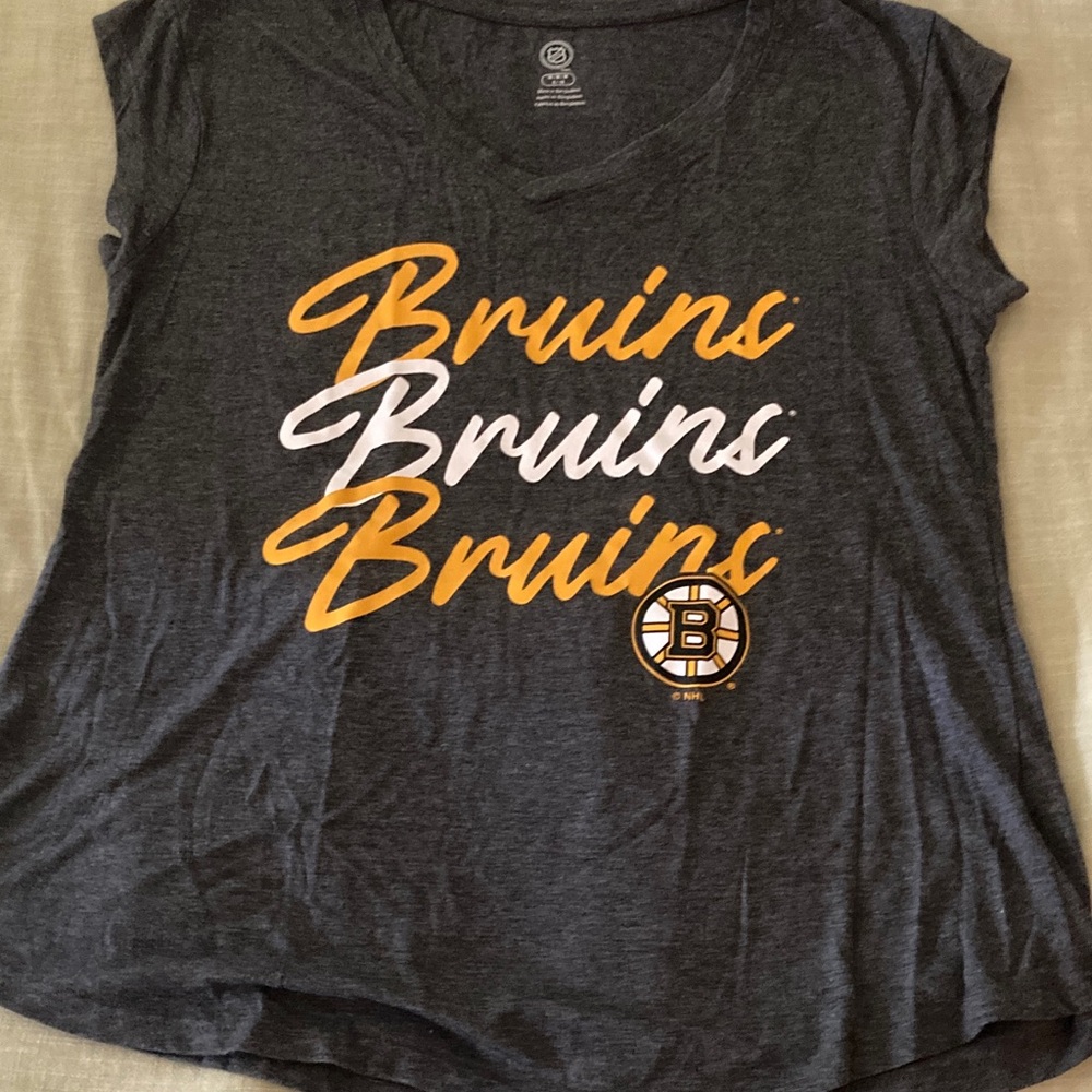 NHL Bruins Charcoal and Gold Women's Tee